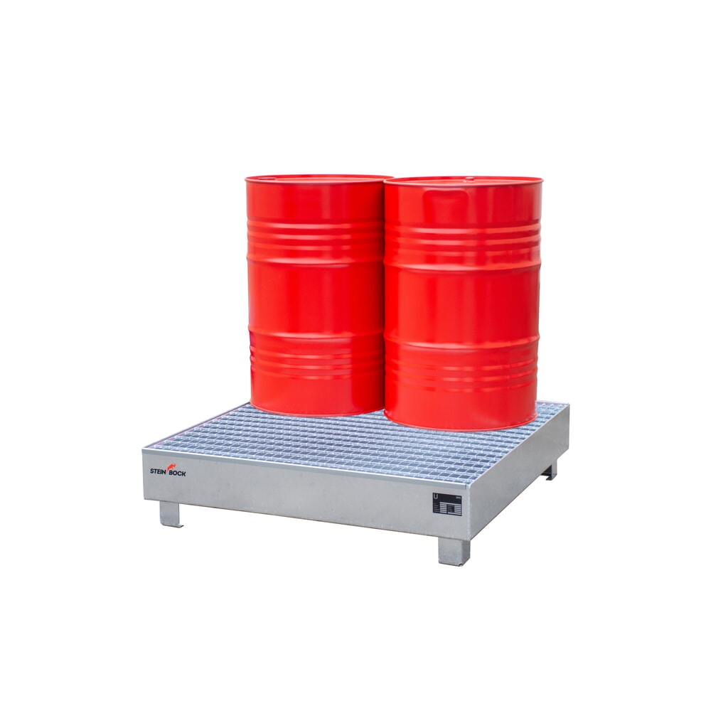 Produktabbildung Nr. 4: Steinbock® Auffangwanne, 4x 200 l, HxBxT 285 x 1.200 x 1.200 mm, inkl. Gitterrost, feuerverzinkt