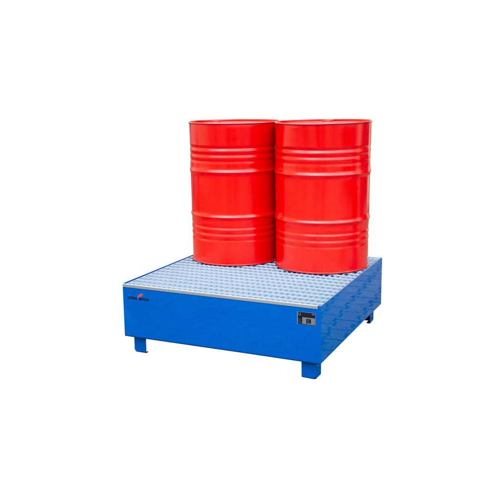 Produktabbildung Nr. 6: Steinbock® Auffangwanne, 4x 200 l, HxBxT 410 x 1.200 x 1.200 mm, inkl. Gitterrost, blau