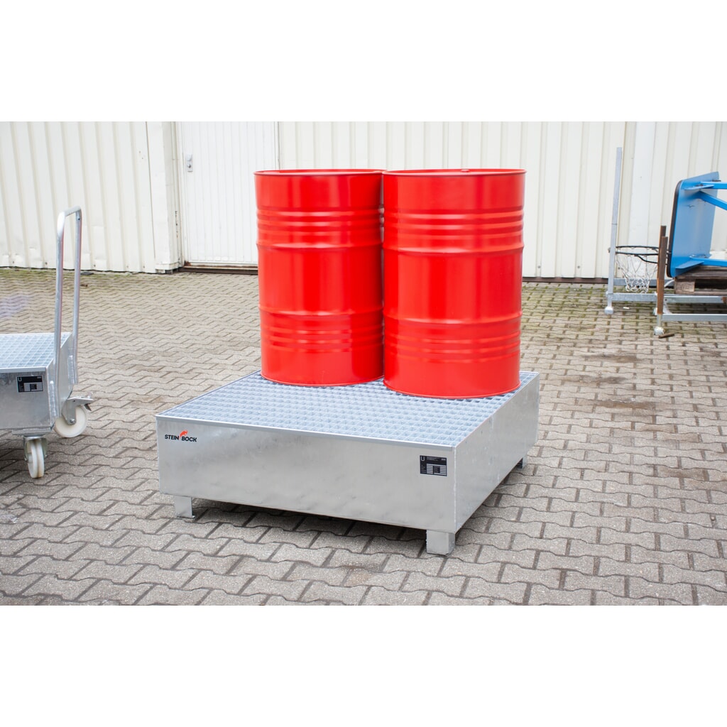 Produktabbildung Nr. 4: Steinbock® Auffangwanne, 4x 200 l, HxBxT 415 x 1.200 x 1.200 mm, inkl. Gitterrost, feuerverzinkt