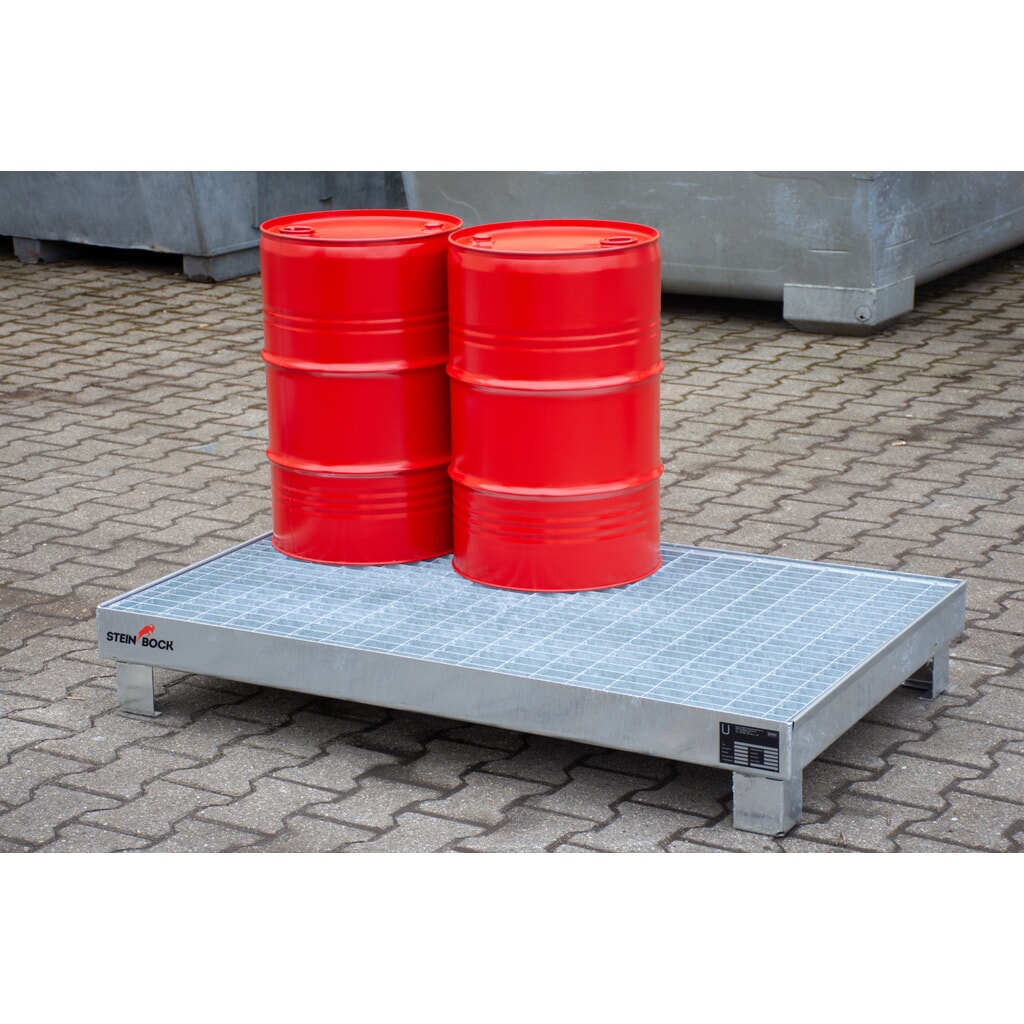 Produktabbildung Nr. 4: Steinbock® Auffangwanne für 6x 60-Liter-Fässer, inkl. Gitterrost, feuerverzinkt