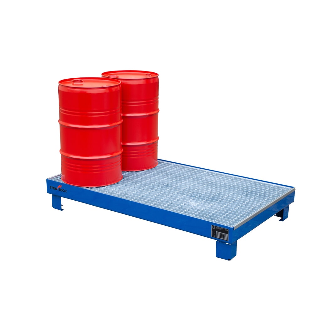 Steinbock® Auffangwanne für 6x 60-Liter-Fässer, inkl. Gitterrost, blau Produktabbildung Nr. 5: Steinbock® Auffangwanne für 6x 60-Liter-Fässer, inkl. Gitterrost, blau