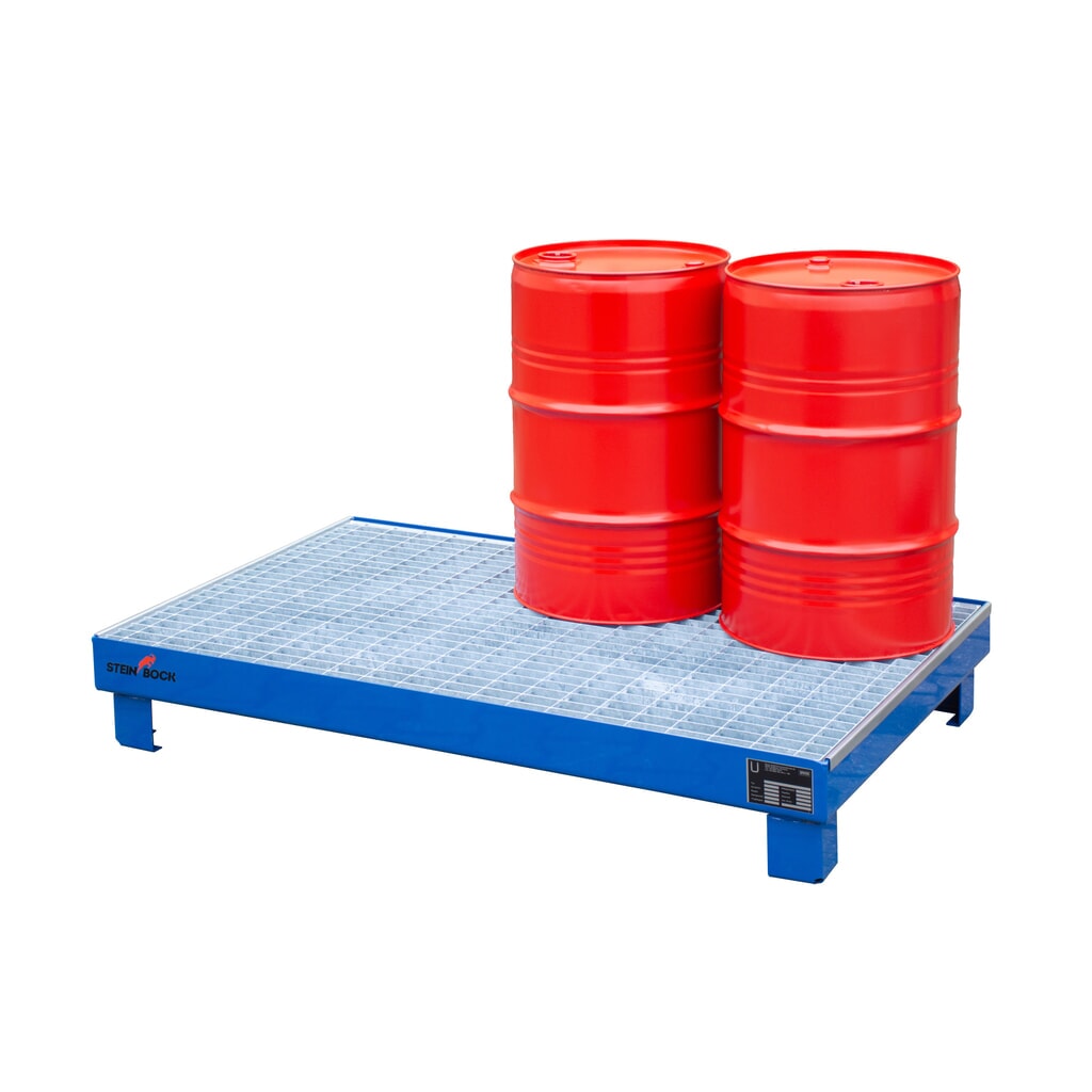 Steinbock® Auffangwanne für 6x 60-Liter-Fässer, inkl. Gitterrost, blau Produktabbildung Nr. 6: Steinbock® Auffangwanne für 6x 60-Liter-Fässer, inkl. Gitterrost, blau