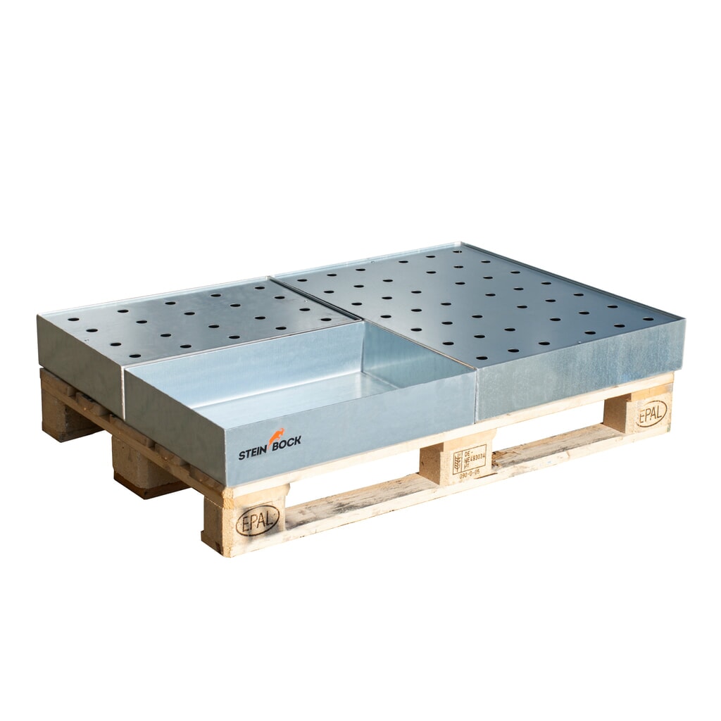 Produktabbildung Nr. 3: Steinbock® Paletten-Kleingebinde-Auffangwanne aus Stahl, verzinkt, HxBxT 120 x 600 x 400 mm, Auffangvolumen 22 Liter
