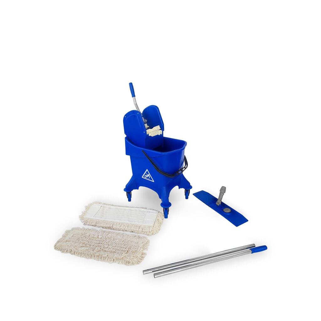 Steinbock® Reinigungswagen-Einsteiger-Set, Einfach-Fahreimer 30 Liter, 5x Baumwollmopp 400 mm, 2-teiliger Chromstiel und Klapphalter Produktabbildung Nr. 2: Steinbock® Reinigungswagen-Einsteiger-Set, Einfach-Fahreimer 30 Liter, 5x Baumwollmopp 400 mm, 2-teiliger Chromstiel und Klapphalter