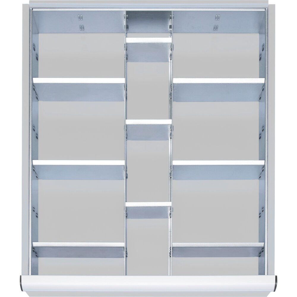 Produktabbildung: Steinbock® Selection Schubladeneinteilungs-Set, für Schubladenmasse BxT 490 x 560 mm mit Blendenhöhe 180-360 mm, 2x 9 Trennwände