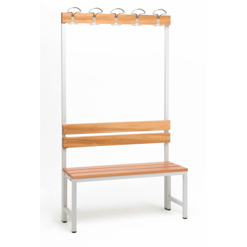 Produktabbildung: Steinbock® Umkleidebank, 1-seitig mit Hakenleiste, Breite 1.000 mm, ohne Schuhrost