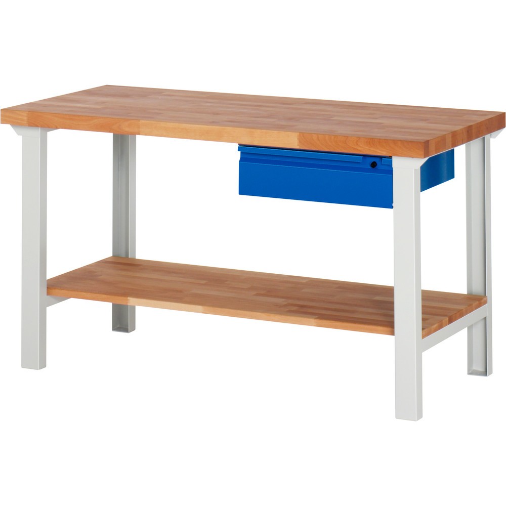 Produktabbildung: Steinbock® Werkbank Selection, mit Schublade u. Ablageboden, HxBxT 840 mm x 1.500 mm x 700 mm, RAL 7035/5010