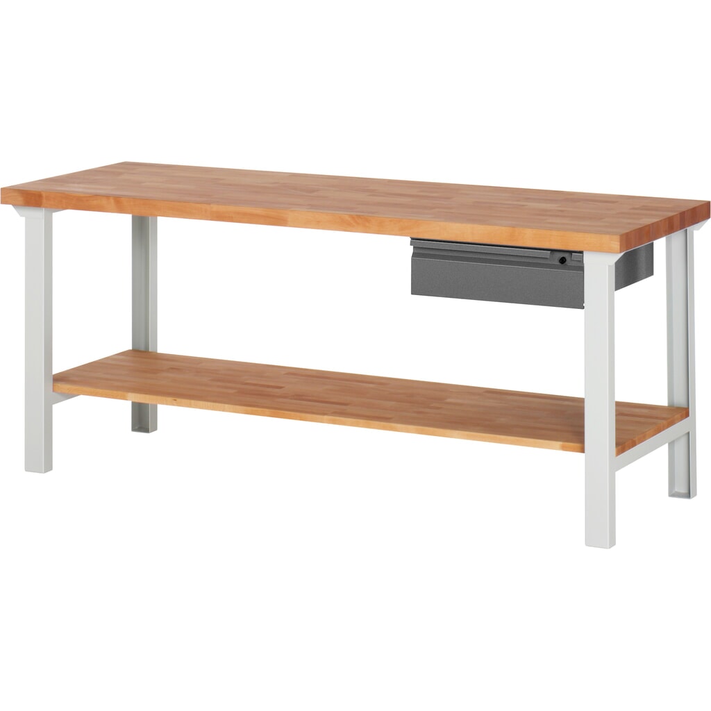 Produktabbildung: Steinbock® Werkbank Selection, mit Schublade u. Ablageboden, HxBxT 840 mm x 2.000 mm x 700 mm, RAL 7035/7016