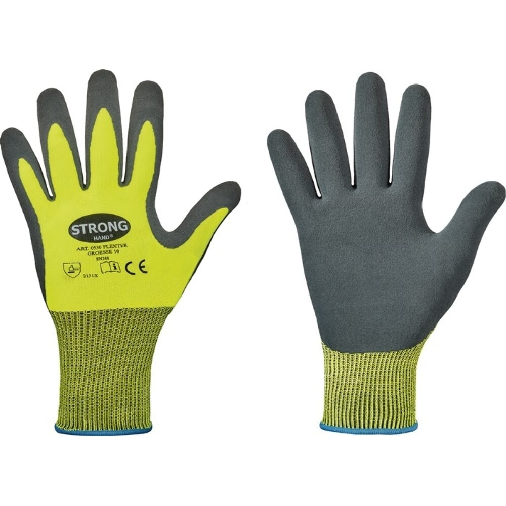 Produktabbildung: STRONGHAND Handschuhe Flexter Gr.9 neogelb/grau EN