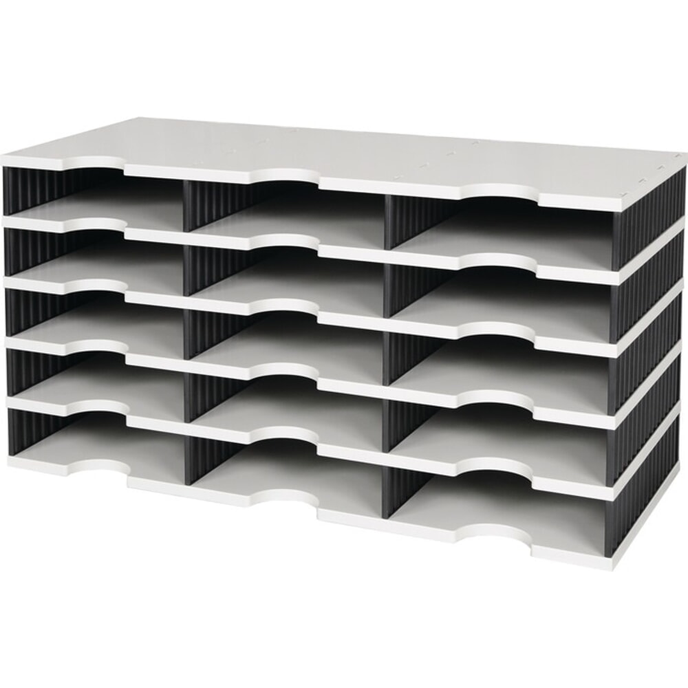 Produktabbildung: styro Sortierablage Trio, H363xB723xT331mm, 15 Fächer, Polystyrol grau/schwarz
