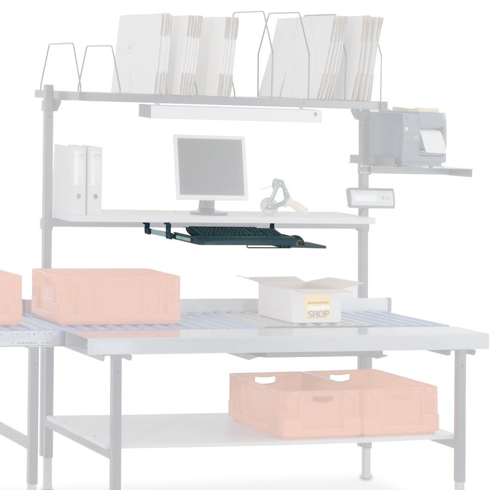 Produktabbildung: Tastatur- und Mausablage für Rocholz Packtisch, ausziehbar, HxBxT 110 x 600 x 420 mm