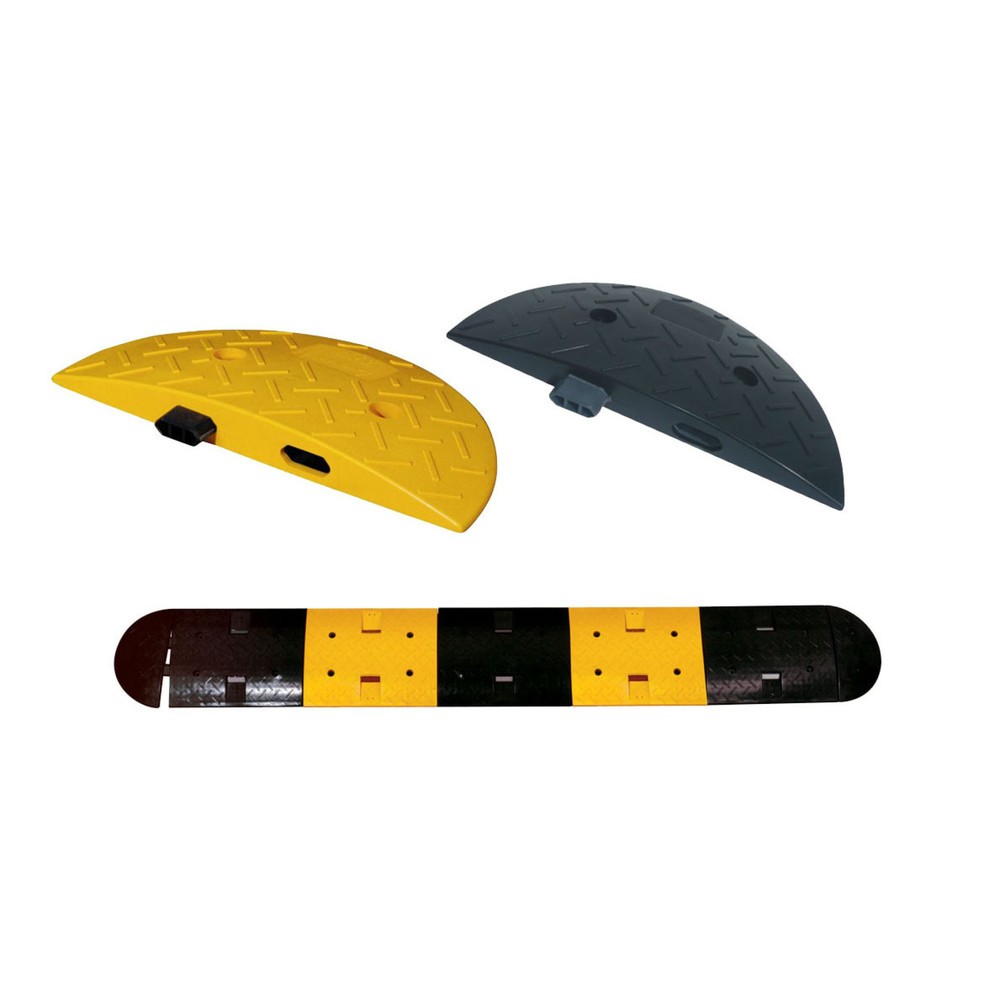 Produktabbildung: Temposchwelle aus PP, PVC-ummantelt, < 30 km/h, Abschlusselement, gelb
