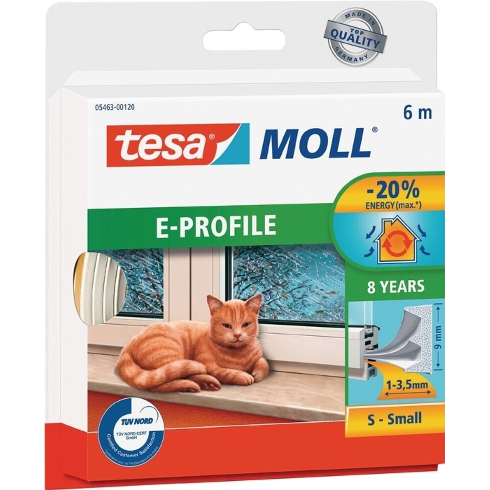 Produktabbildung: tesa® Fenster-/Türmoll tesa® moll® 5463, weiss, B9mmxH4mmxL6m
