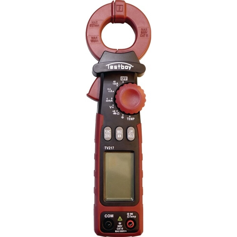 Produktabbildung: TESTBOY Leckstromzange TV 217, Zangenöffnung 27 mm, Messbereich 1µA – 150A(AC)