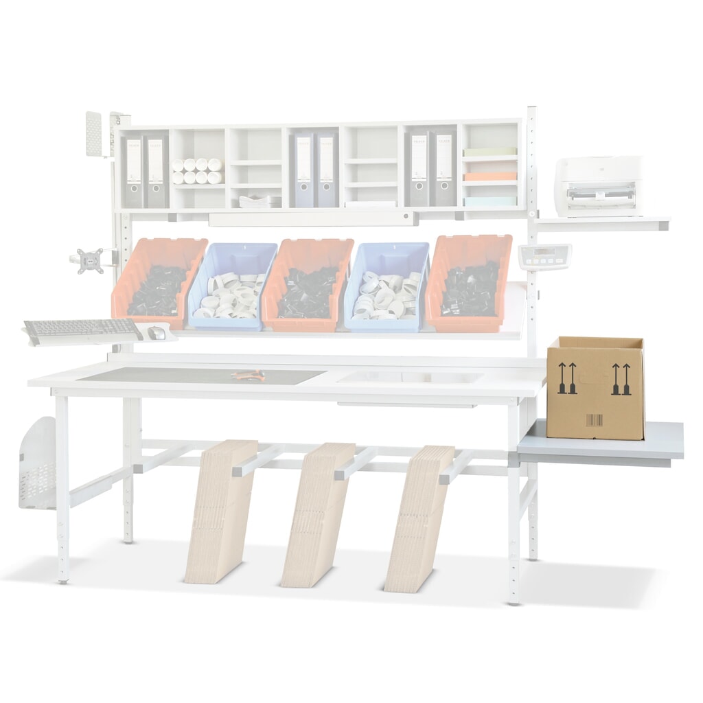 Produktabbildung: Tischverlängerung für DAHMEN Packtische Classic und Multiplex, BxT 600 x 900 mm, anthrazit