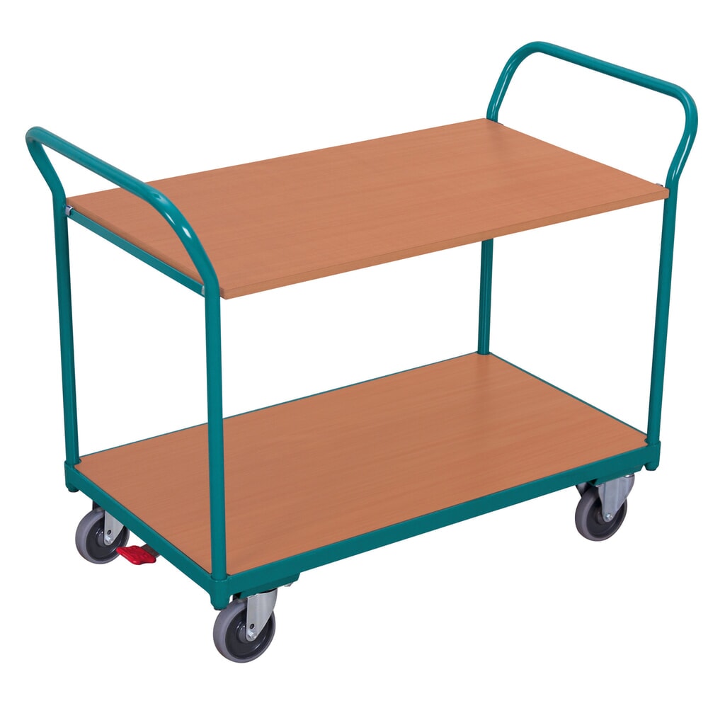 Produktabbildung: Tischwagen Ameise®, mit 2 Etagen à 850 x 500 mm, mit Zentralbremse