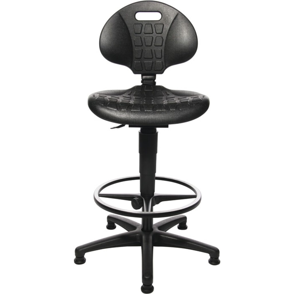 Topstar® Arbeitsdrehstuhl Tec 20, Polyurethanschaum schwarz, Bodengleiter + Fussring, 590-840 mm Produktabbildung Nr. 2: Topstar® Arbeitsdrehstuhl Tec 20, Polyurethanschaum schwarz, Bodengleiter + Fussring, 590-840 mm