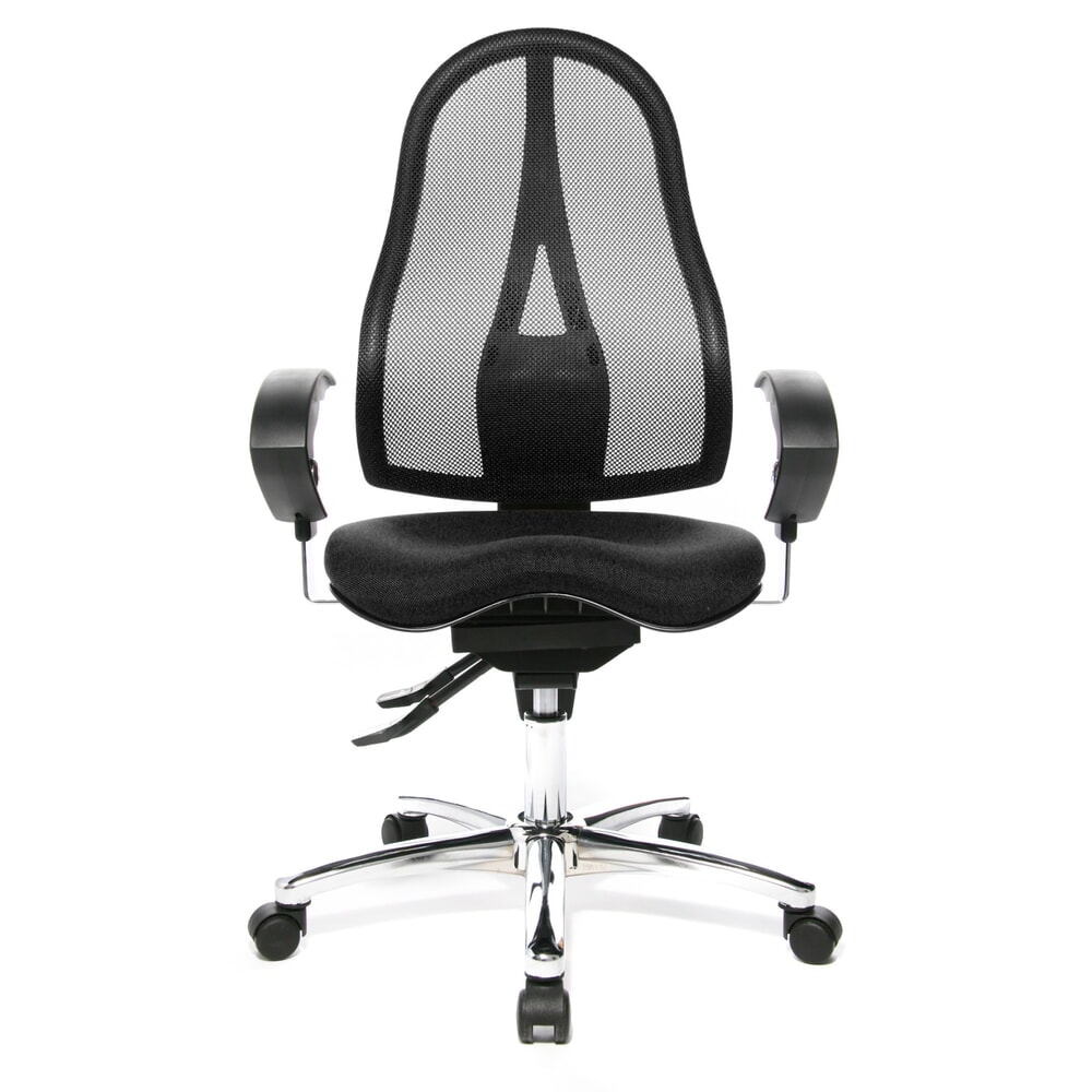 Produktabbildung: Topstar® Bürodrehstuhl Ortho 15, Netzrücken, höhenverstellbare Armlehnen, anthrazit