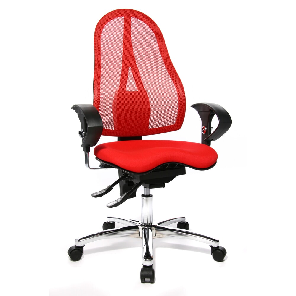 Produktabbildung Nr. 3: Topstar® Bürodrehstuhl Ortho 15, Netzrücken, höhenverstellbare Armlehnen, rot