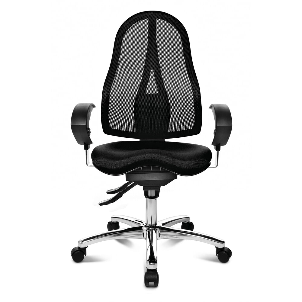 Produktabbildung: Topstar® Bürodrehstuhl Ortho 15, Netzrücken, höhenverstellbare Armlehnen, schwarz