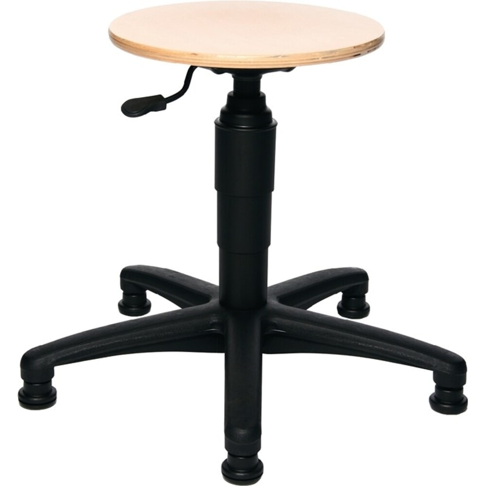 Produktabbildung: Topstar® Drehhocker, Buche natur, mit Bodengleitern, Sitzhöhenverstellung 390-520 mm