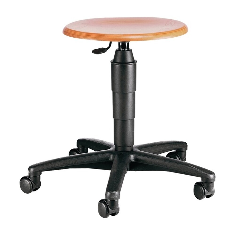 Produktabbildung: Topstar® Drehhocker, Buche natur, mit Rollen, Sitzhöhenverstellung 420-550 mm