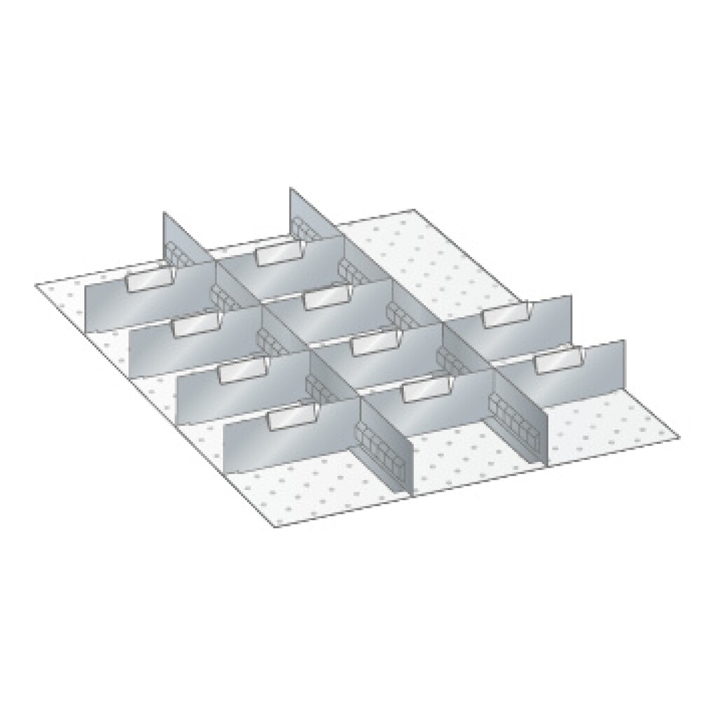 Produktabbildung: Trenn- und Steckwände für LISTA Schränke, 2 Schlitzwände, 10 Trennbleche, für Frontenhöhe 100 mm