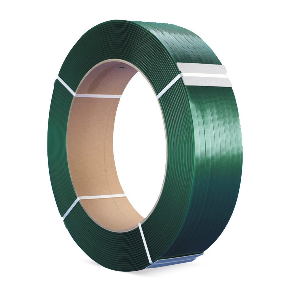 Produktabbildung: Umreifungsband aus PET, gewaffelt, 13 mm x 2.500 lfm., Kern-Ø 406 mm, Stärke 0,60 mm, 100% recyceltes Material