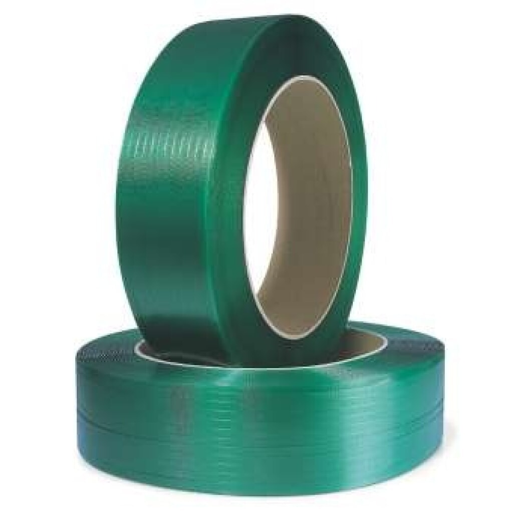 Umreifungsband aus Polyester/PET, extrastark, 15,5 mm x 2.000 lfm., Kern-Ø 406mm, 0,60 mm Stärke, grün Produktabbildung: Umreifungsband aus Polyester/PET, extrastark, 15,5 mm x 2.000 lfm., Kern-Ø 406mm, 0,60 mm Stärke, grün