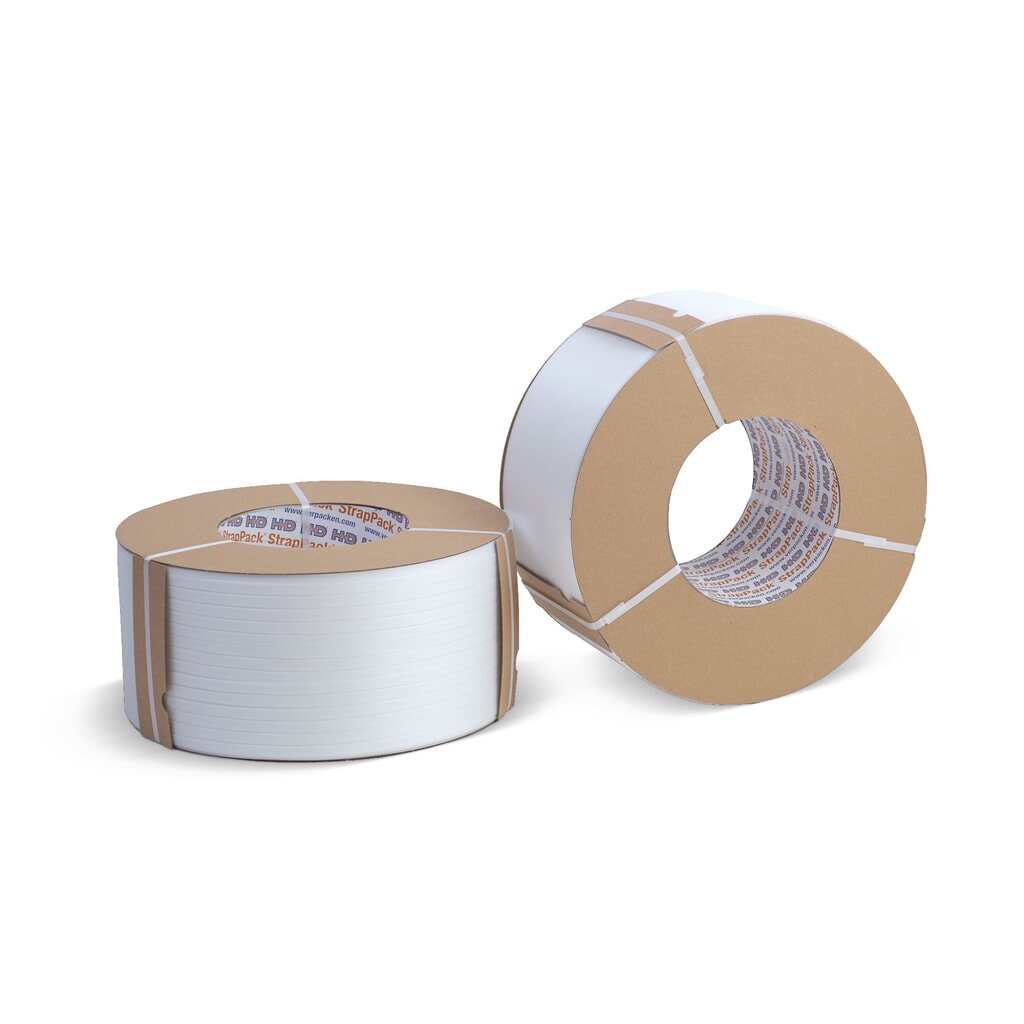 Produktabbildung: Umreifungsband aus PP, 9 mm x 500 lfm., Kern-Ø 62 mm, Stärke 0,45 mm, weiss