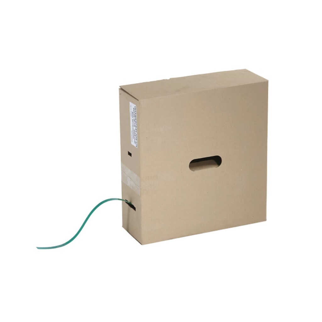 Produktabbildung: Umreifungsband aus PET, Einsteiger-Set im Spenderkarton, 13 mm x 750 lfm., 100% recyceltes Material, schwarz