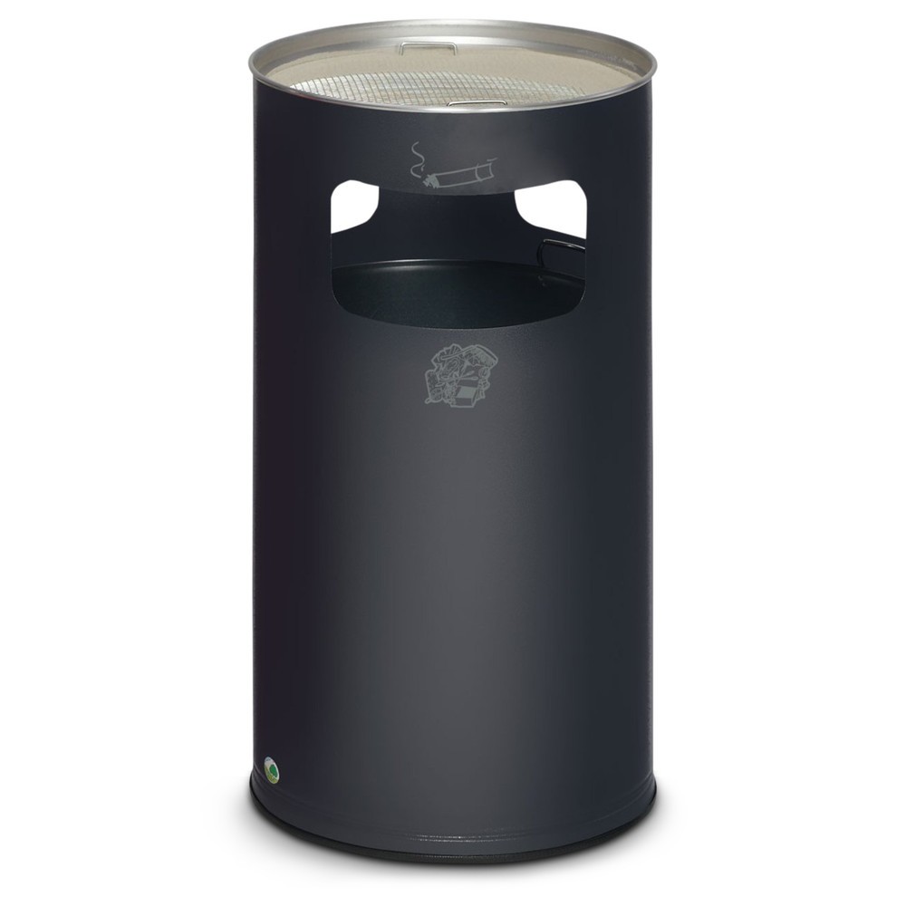Produktabbildung: VAR® Ascher-Abfall-Kombination, Standmodell, 69,2 Liter, antik-silber