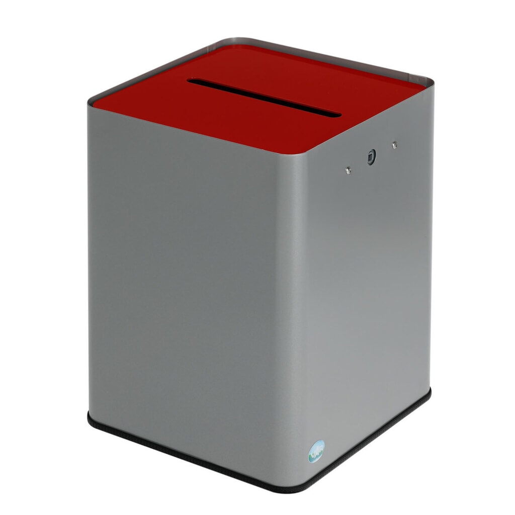 Produktabbildung: VAR ® Papiersammler P40, DSGVO-konform, silber/rot