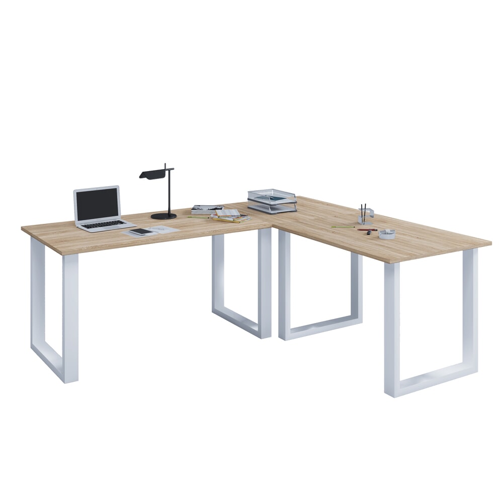 Produktabbildung Nr. 1: VCM Büro-Eckschreibtisch Lona, U-Fussgestell, Tischplatten BxT 2.200 x 800 und 2.200 x 800 mm, Sonoma-Eiche