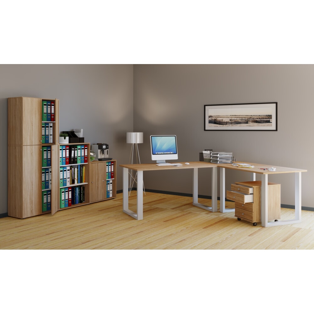 Produktabbildung Nr. 3: VCM Büro-Eckschreibtisch Lona, U-Fussgestell, Tischplatten BxT 2.200 x 800 und 2.200 x 800 mm, Sonoma-Eiche