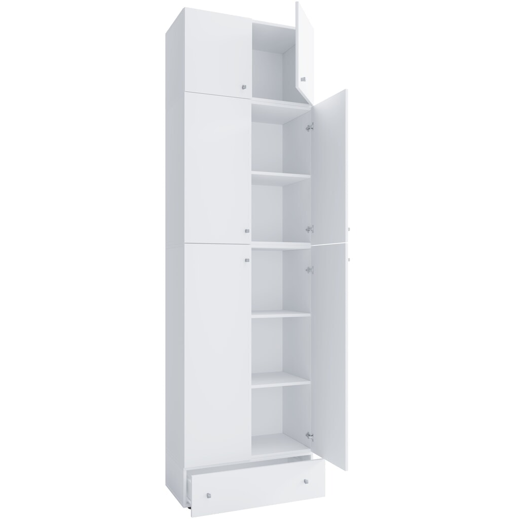 Produktabbildung: VCM Büroschrank Lona XXL Drehtüren, mit Aufsatz u. Schublade, weiss