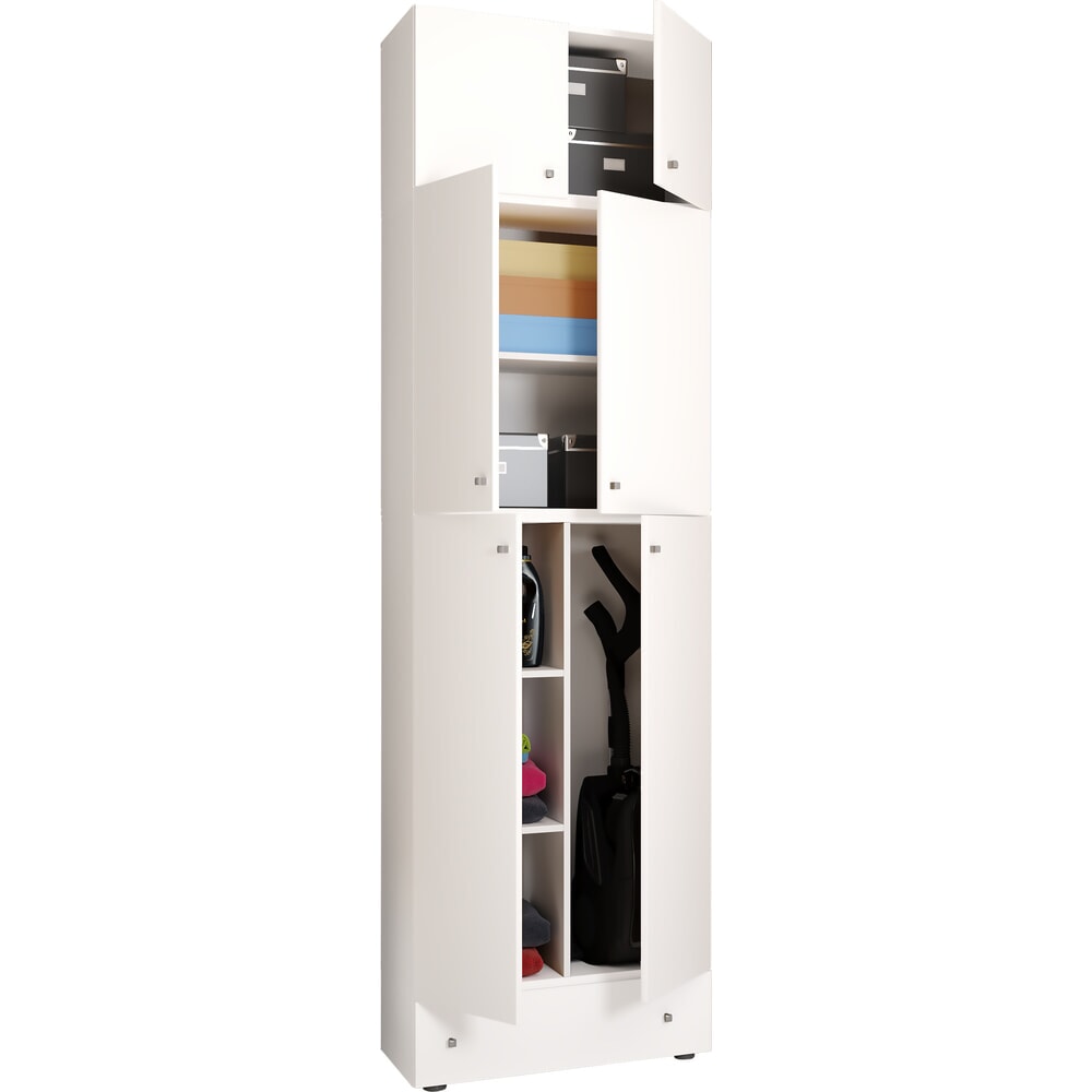 Produktabbildung: VCM Putzmittelschrank Lona XXL Drehtüren, mit Aufsatz u. Schublade, weiss