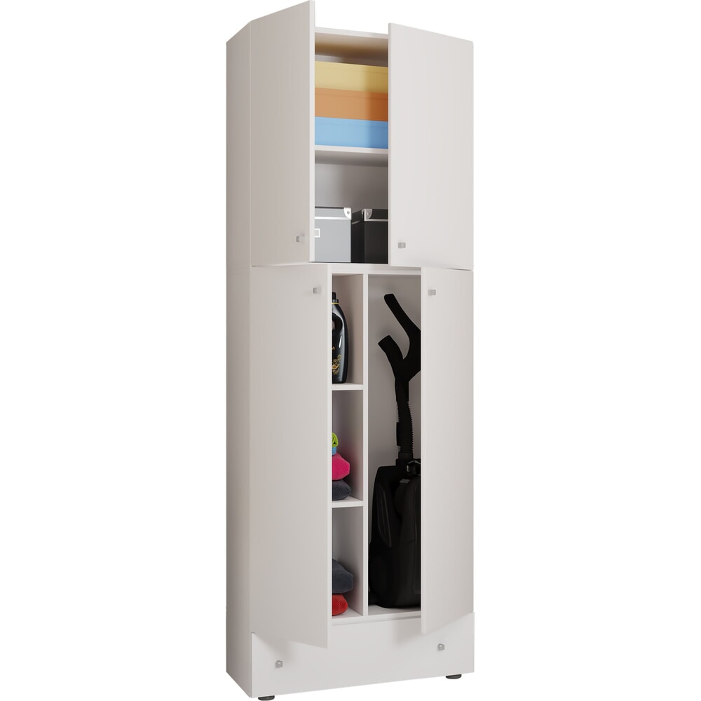 Produktabbildung: VCM Putzmittelschrank Lona XXL Drehtüren, mit Schublade, weiss