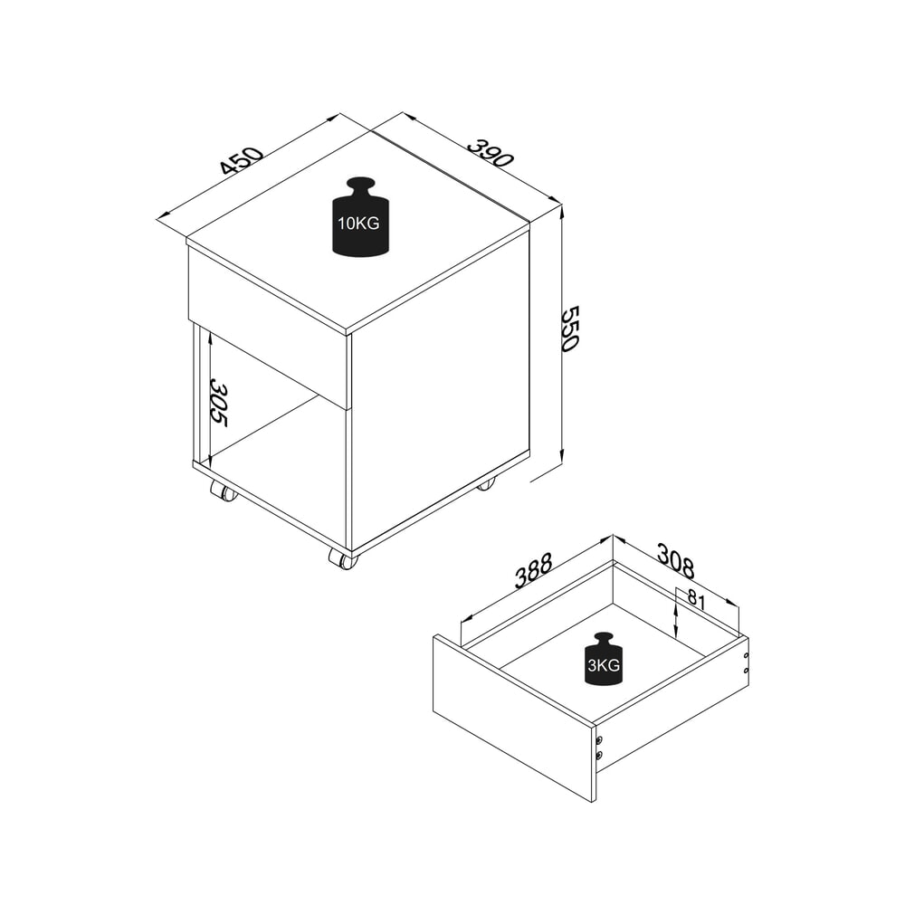 Produktabbildung Nr. 5: VCM Rollcontainer Dalosa 45 1-SB, weiss