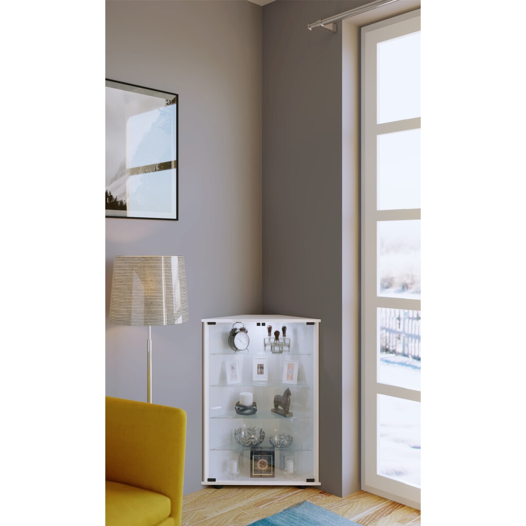 Produktabbildung Nr. 3: VCM Standvitrine Jecka mit Beleuchtung, weiss