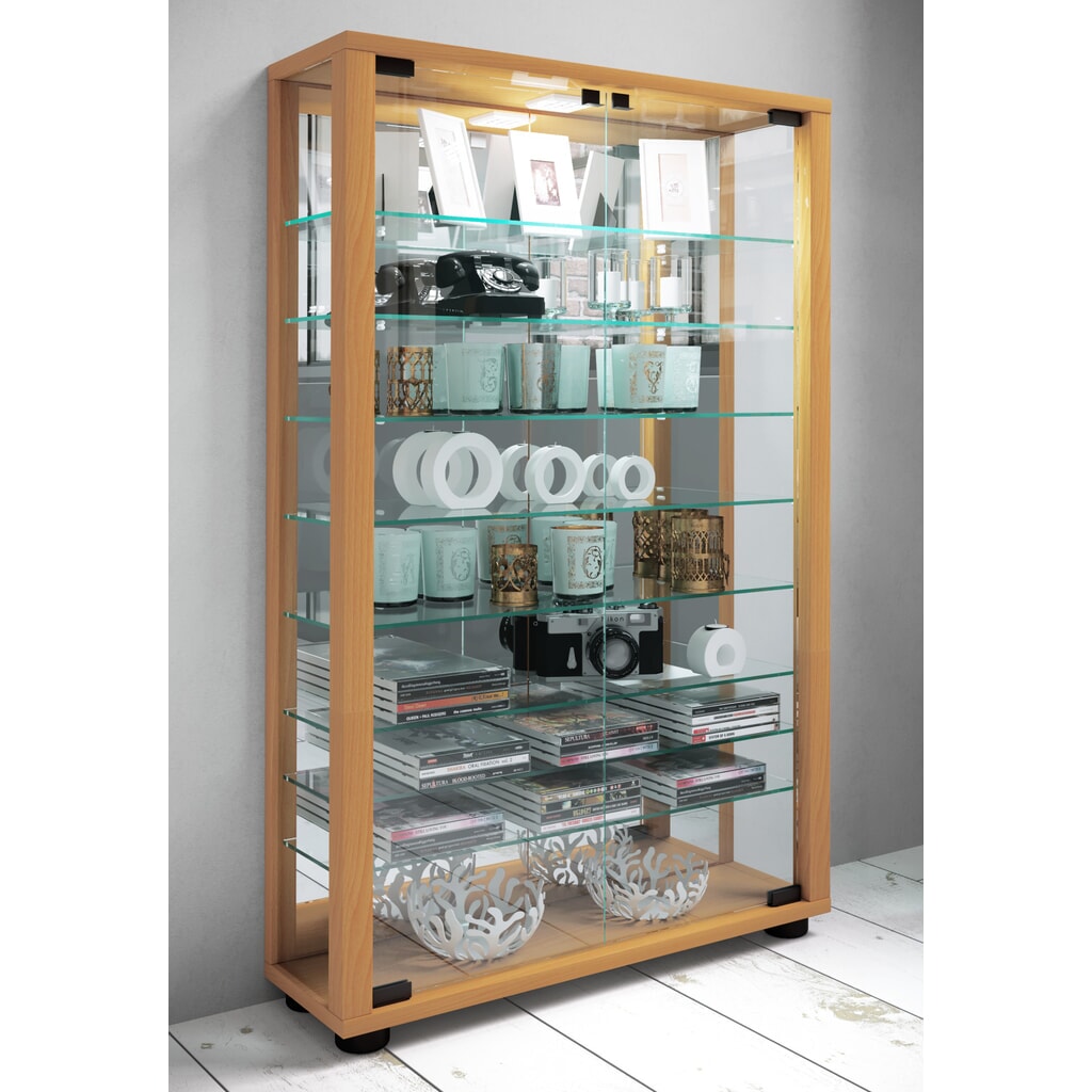 VCM Standvitrine Lumo Mini mit Spiegel, Buche Produktabbildung Nr. 3: VCM Standvitrine Lumo Mini mit Spiegel, Buche
