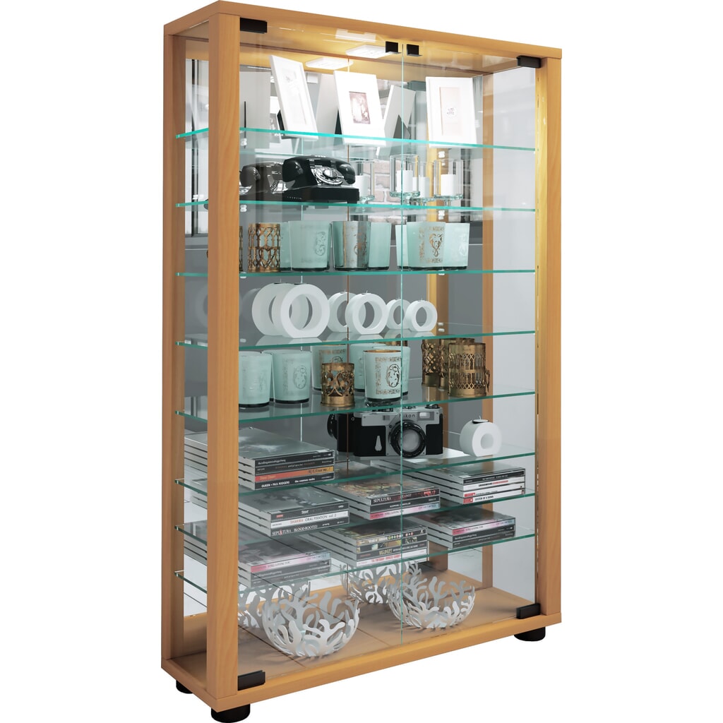 VCM Standvitrine Lumo Mini mit Spiegel, Buche Produktabbildung Nr. 5: VCM Standvitrine Lumo Mini mit Spiegel, Buche