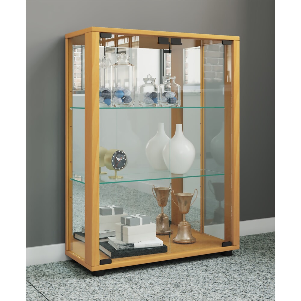 Produktabbildung Nr. 3: VCM Standvitrine Sintalo mit Spiegel, inkl. LED-Beleuchtung, Buche