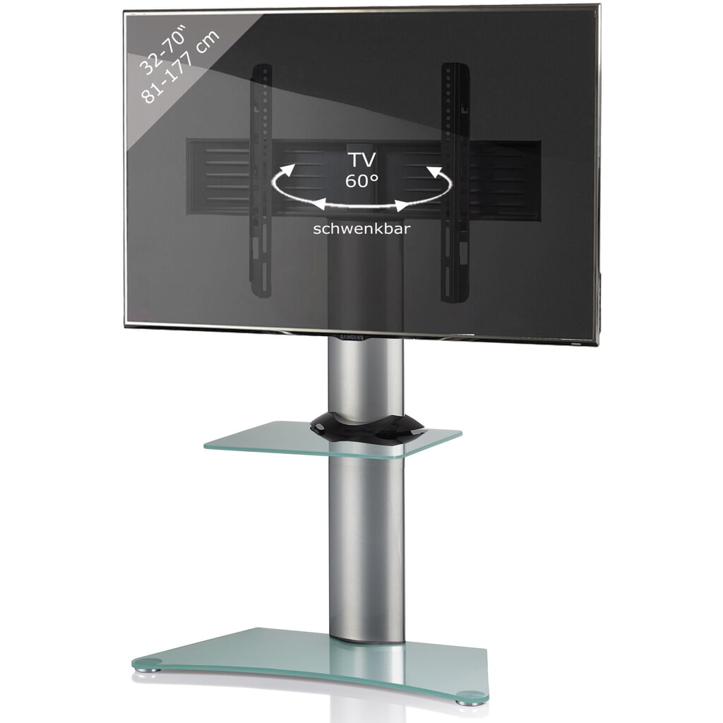 VCM TV-Standfuss Zental mit Zwischenboden, silber Produktabbildung Nr. 3: VCM TV-Standfuss Zental mit Zwischenboden, silber