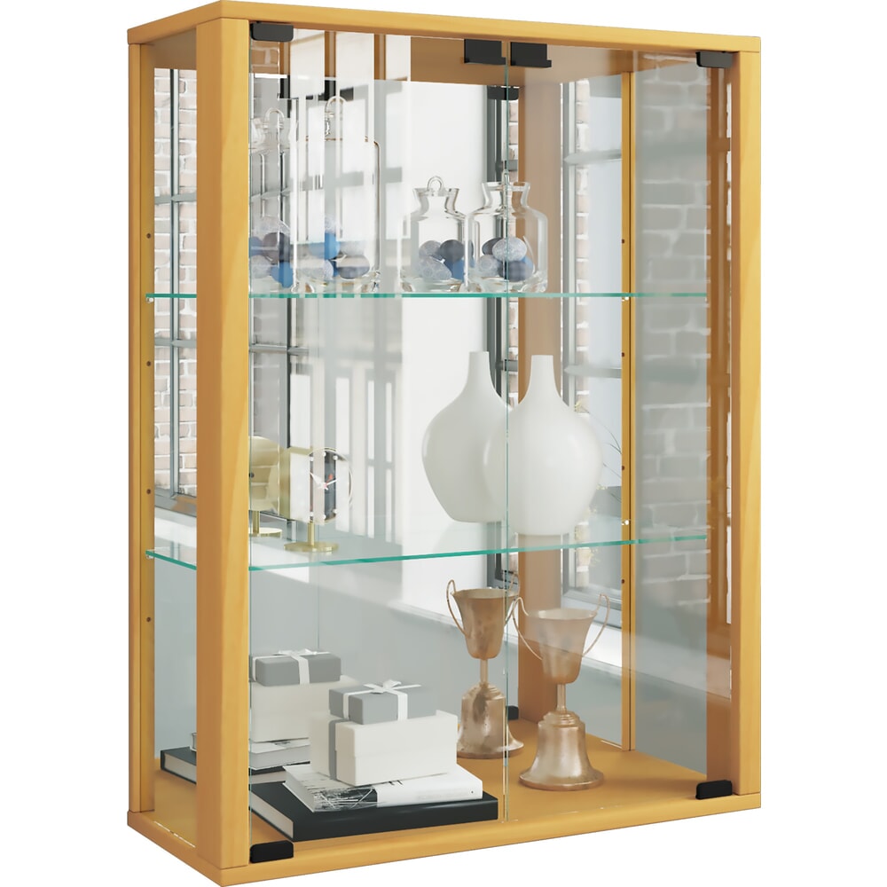 Produktabbildung Nr. 1: VCM Wandvitrine Udina mit Spiegel, inkl. LED-Beleuchtung, Buche