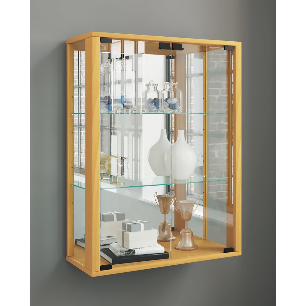 Produktabbildung Nr. 3: VCM Wandvitrine Udina mit Spiegel, inkl. LED-Beleuchtung, Buche