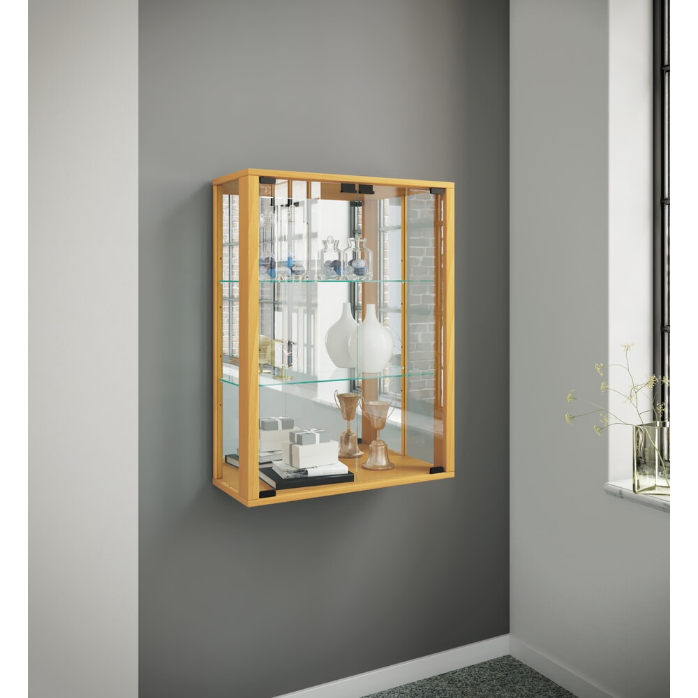 Produktabbildung Nr. 4: VCM Wandvitrine Udina mit Spiegel, inkl. LED-Beleuchtung, Buche