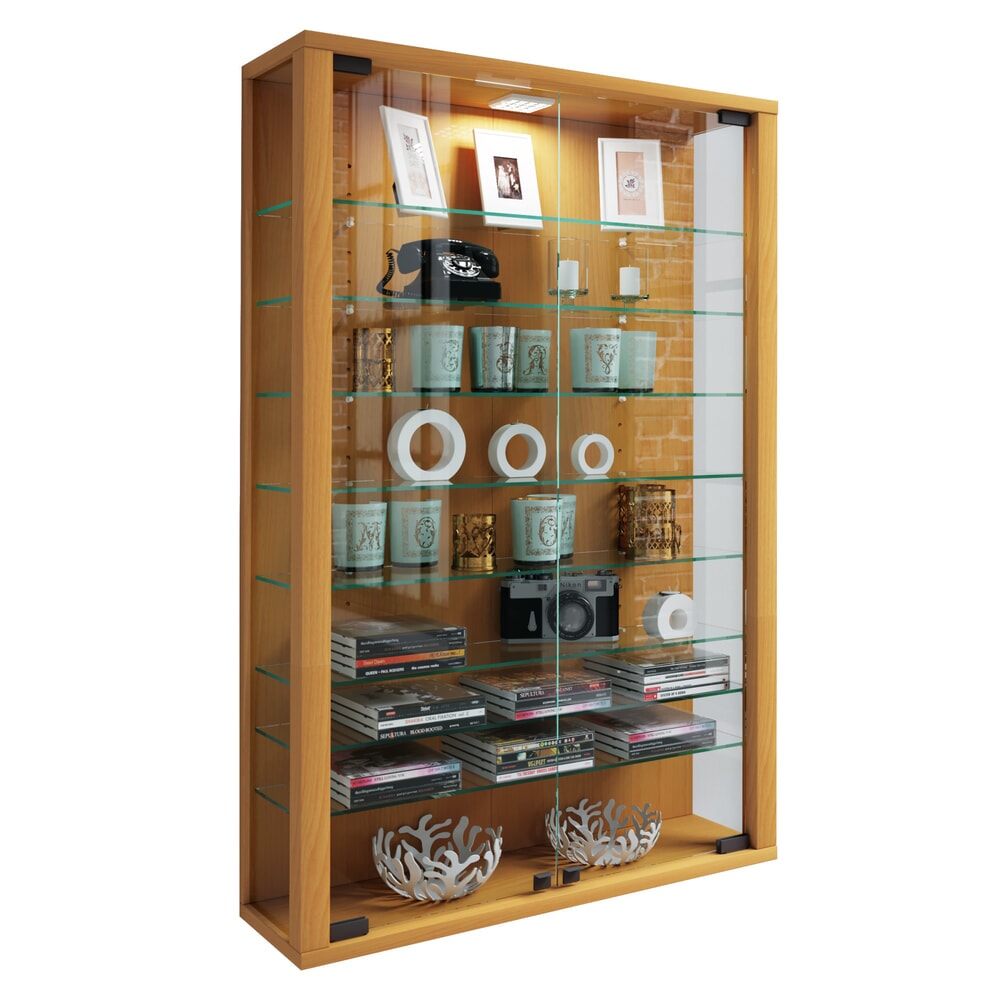 Produktabbildung Nr. 1: VCM Wandvitrine Vitrosa Mini, inkl. LED-Beleuchtung, Buche