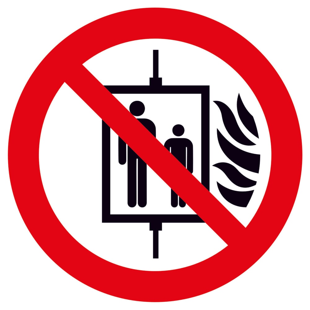 Produktabbildung: SafetyMarking® Aufzug im Brandfall nicht benutzen, Ø 100 mm, Folie