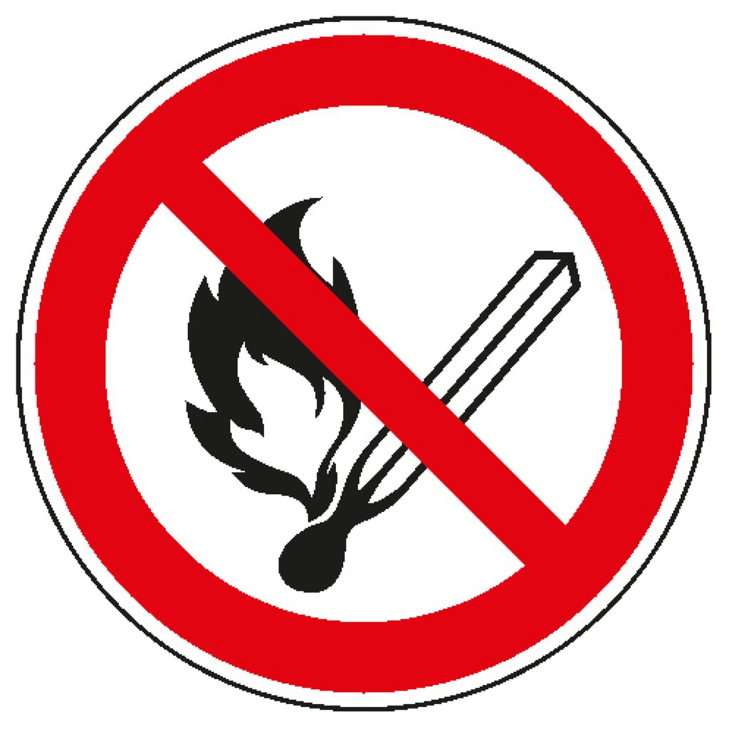 Verbotsschild – Feuer, offenes Licht und Rauchen verboten